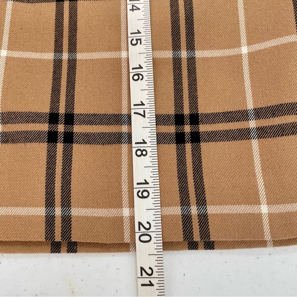 Laura Scott Petite Medium Camel Black White Plaid Academia Preppy Plaid Skirt - Picture 8 of 11